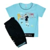 Embossed Printed T-Shirt & Short Suit for Boys Blue