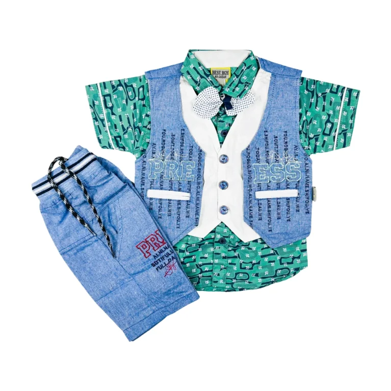 Fancy 3 Pcs Suit for Boys Green