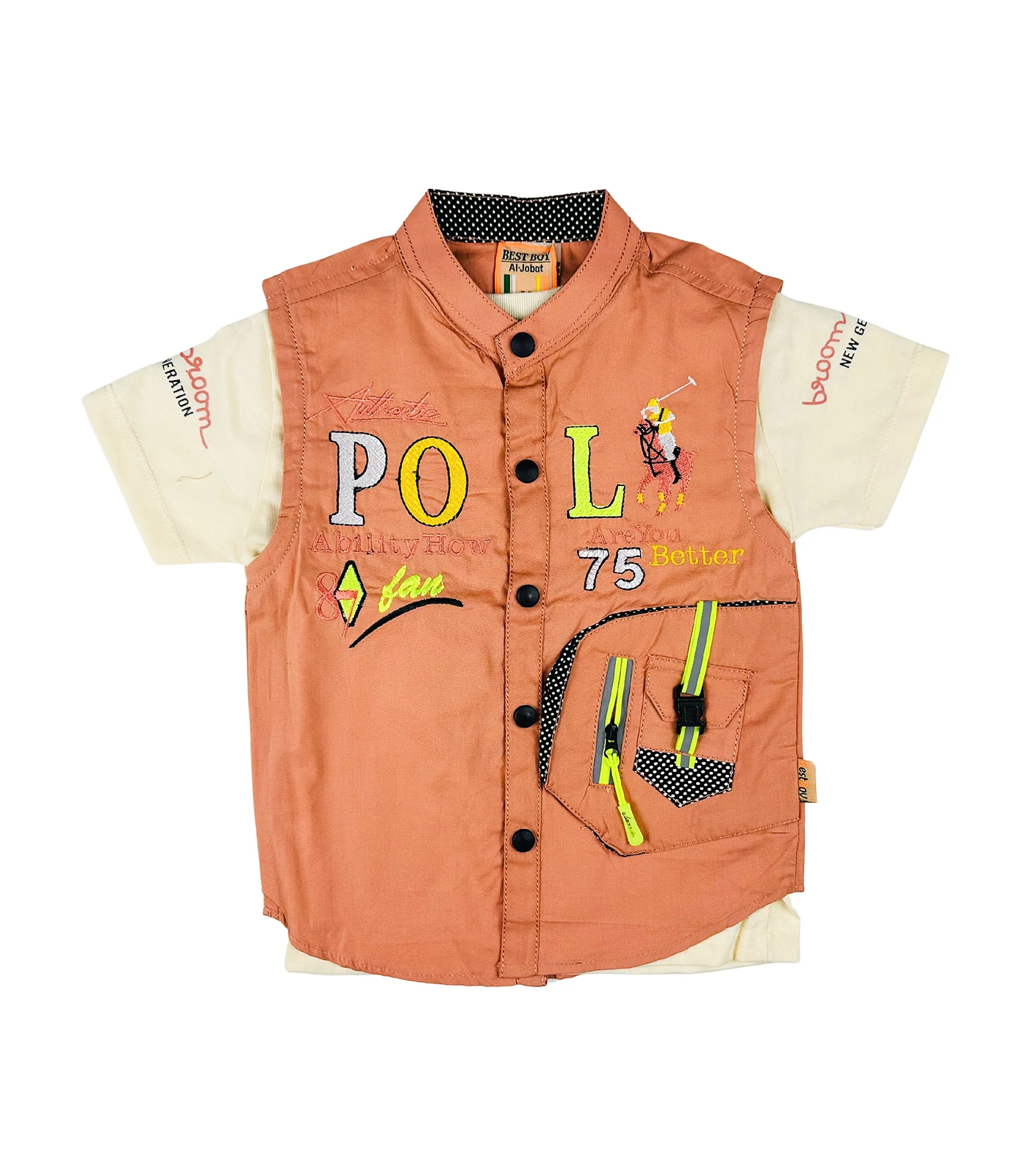 Fancy 3 Pcs Suit for Boys Peach