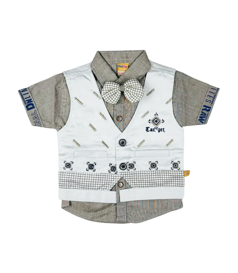 Fancy 3 Pcs Suit for Boys White