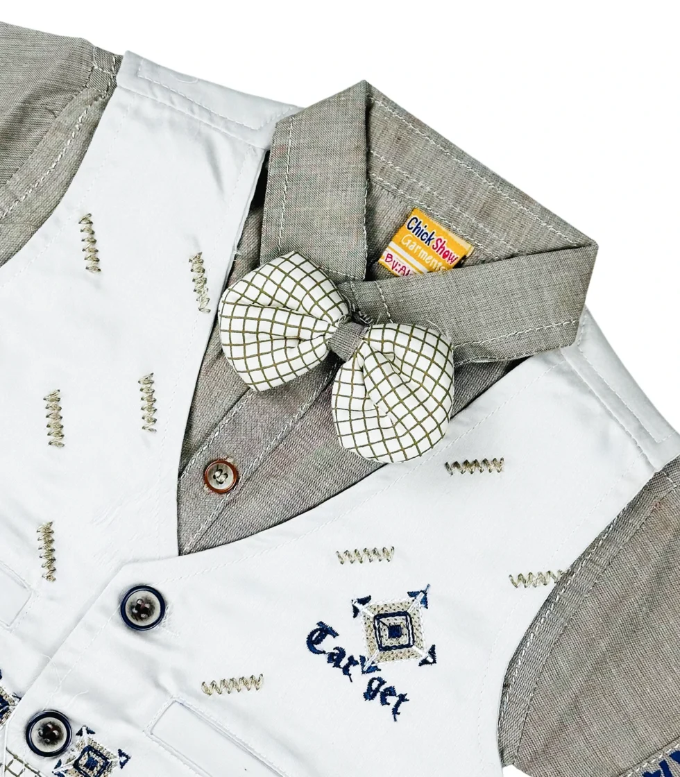 Fancy 3 Pcs Suit for Boys White