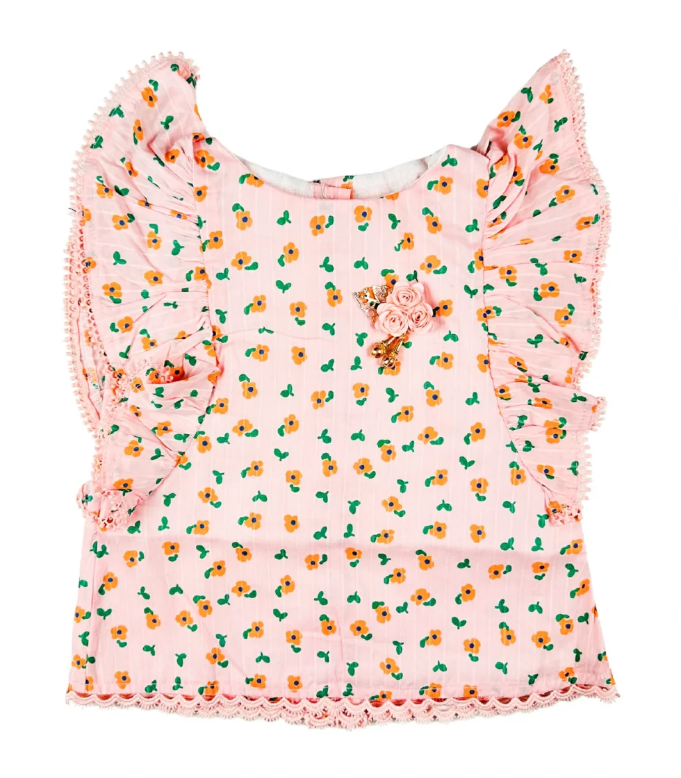 All Over Printed Suit for Girls Pink