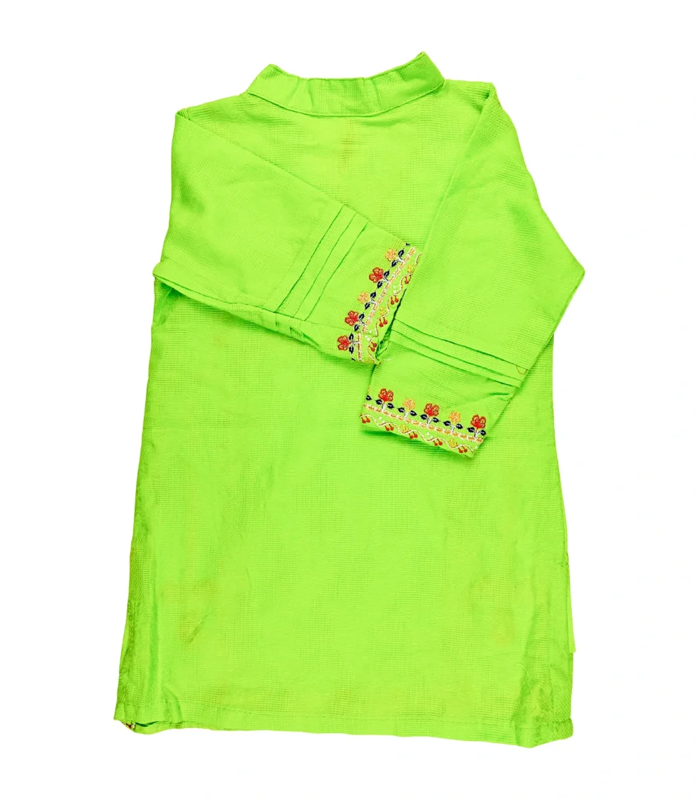 Embroidered Kurti & Pajama Suit for Girls Green