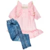 Stylish Top with Jeans for Girls Pink