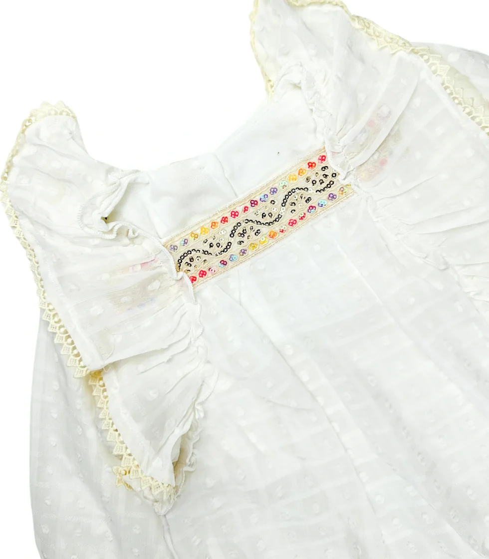 Stylish Top with Jeans for Girls White