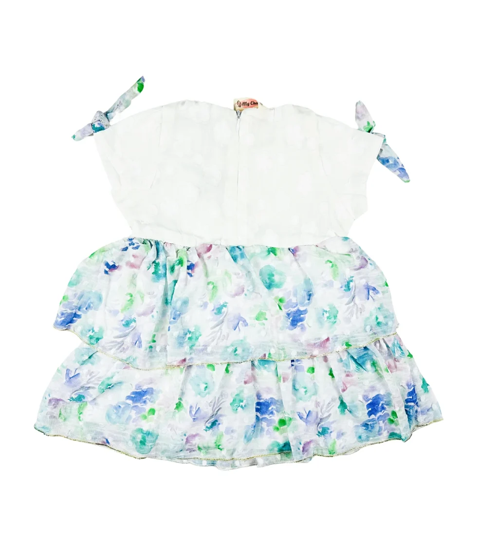 Fancy Frock Style Suit for Girls Multicolor