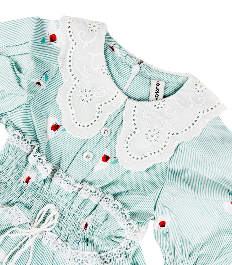 Stylish Frock Style Top & Bottom for Girls Green