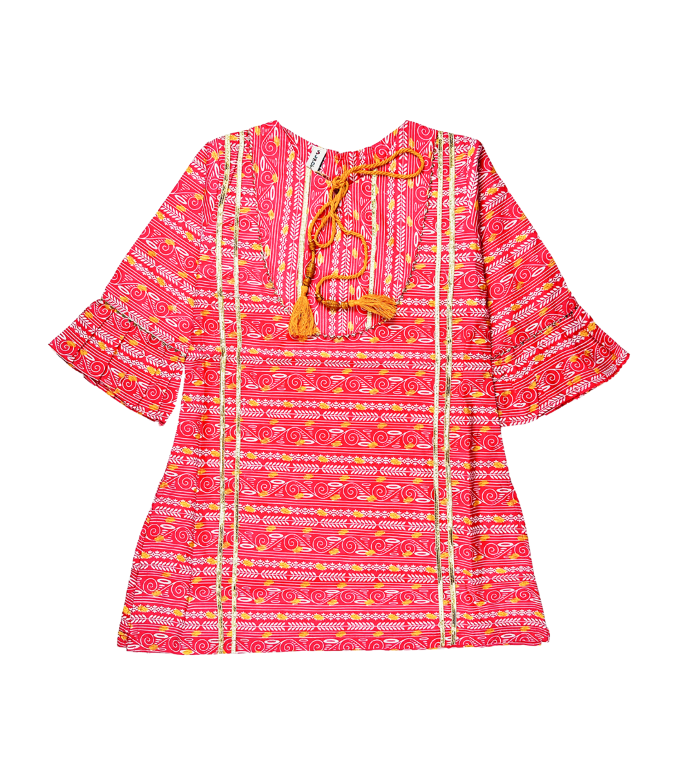 All-over Printed Shirt & Gharara Style Bottom for Girls Pink