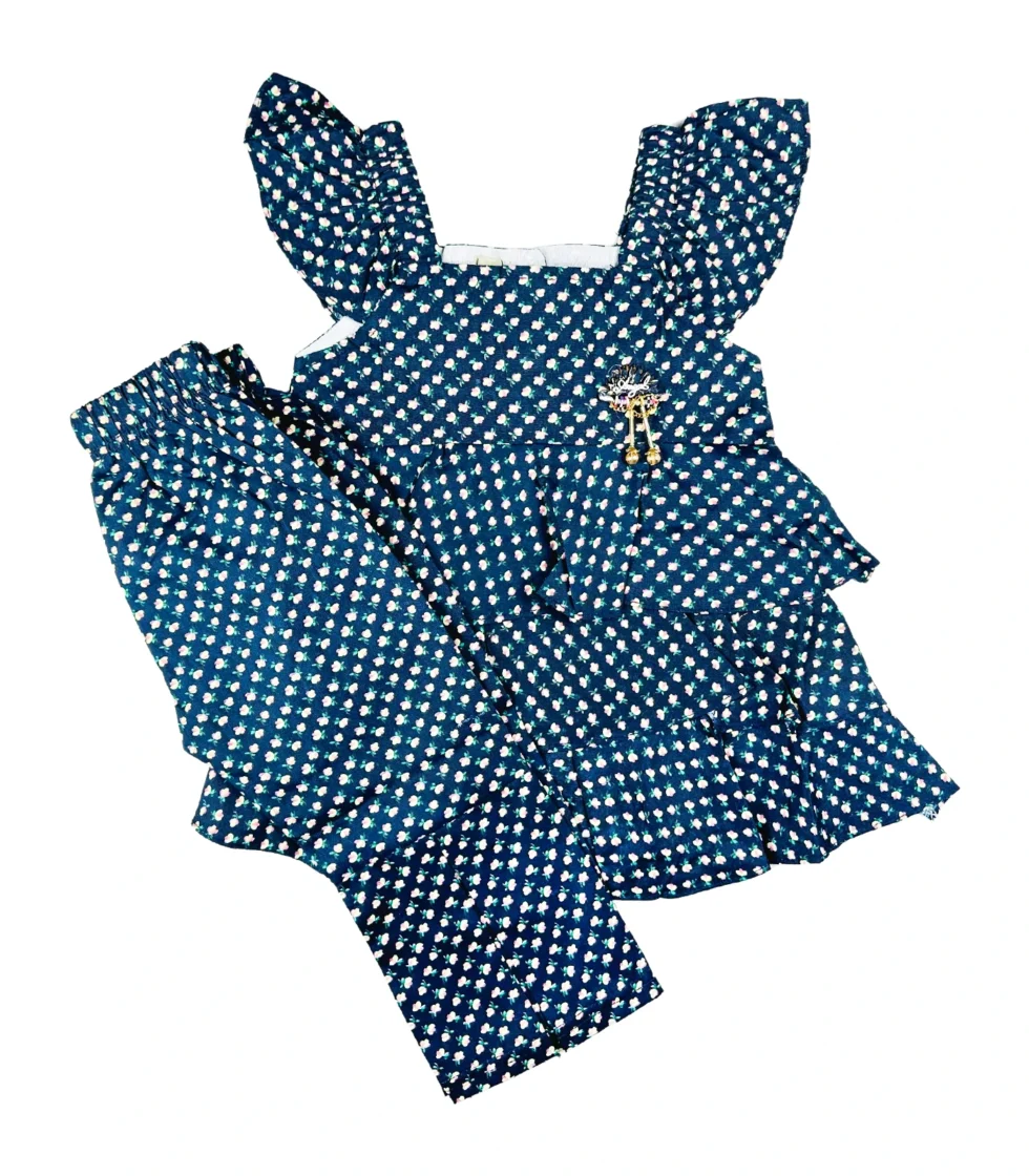 Printed Top & Palazzo Suit for Girls Blue