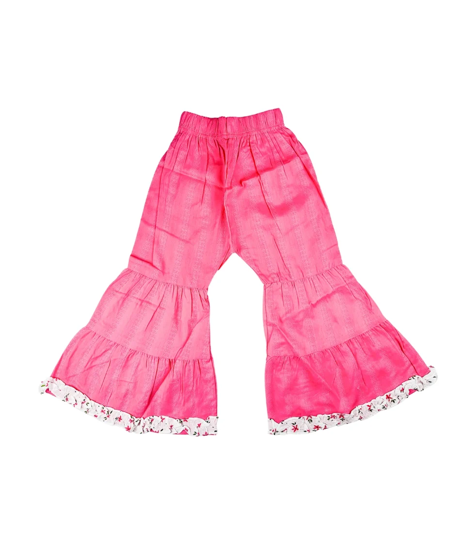 Flower Printed Top & Palazzo Fancy Suit for Girls Pink