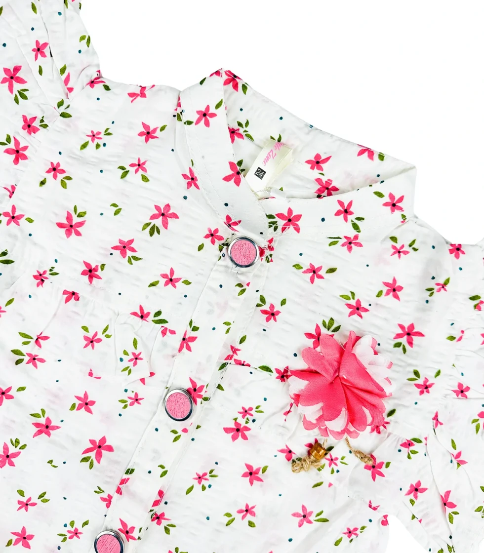 Flower Printed Top & Palazzo Fancy Suit for Girls Pink