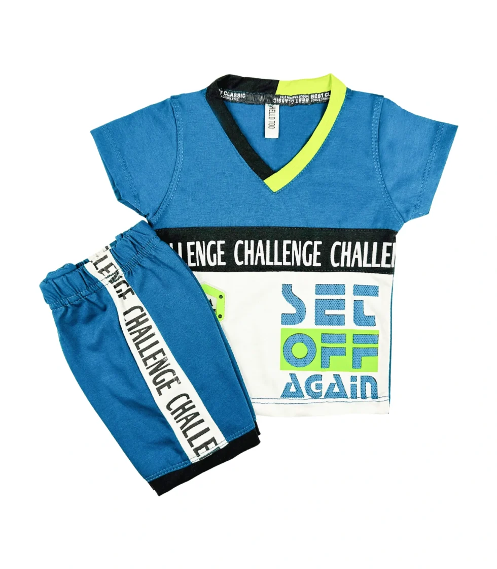 Stylish T-Shirt & Printed Short for Boys Blue