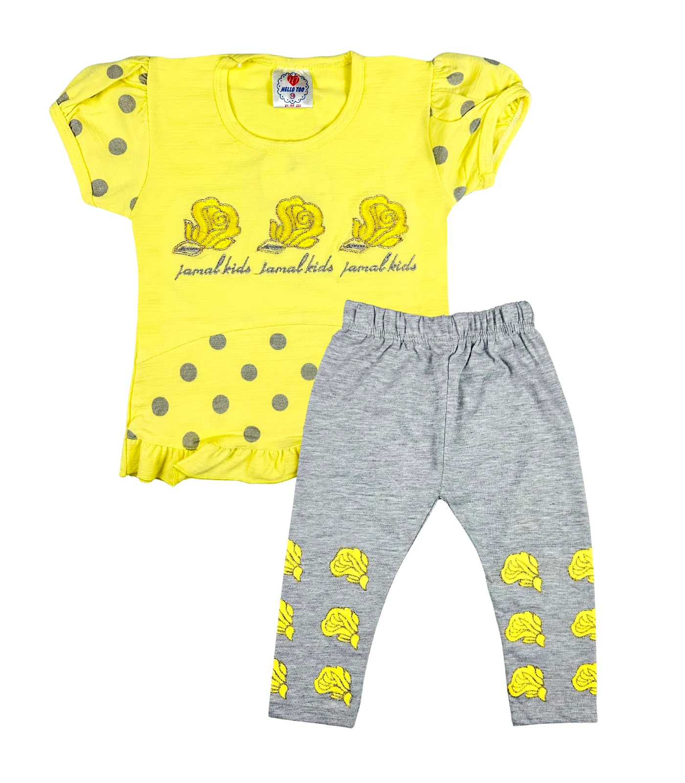 Stylish Embroidered Top & Trouser for Girls Yellow