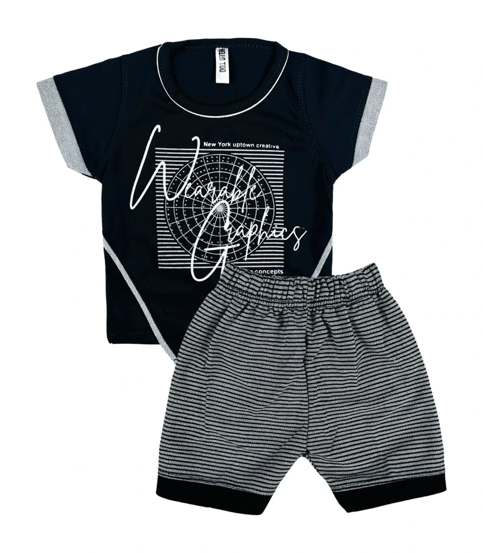 T-Shirt & Short for Baby Boys Black