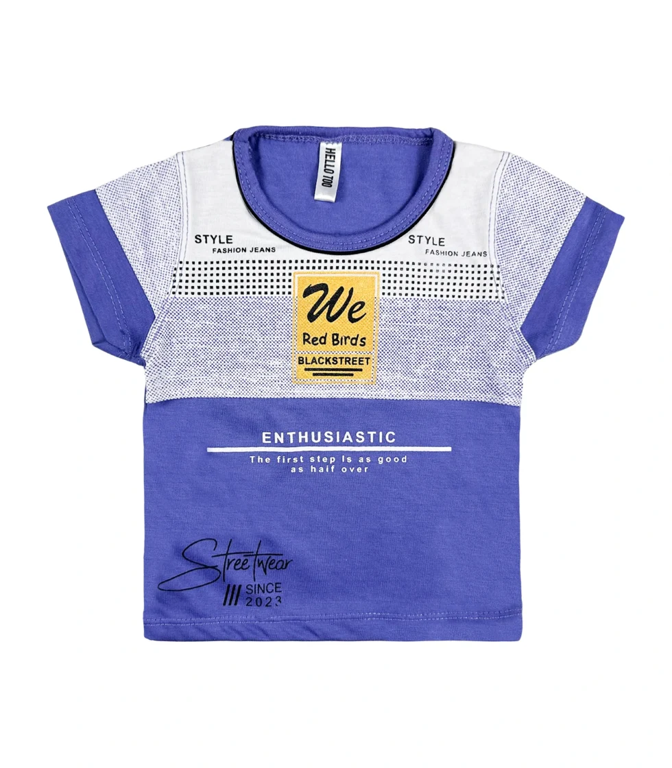 Printed T-Shirt & Short for Boys Purple